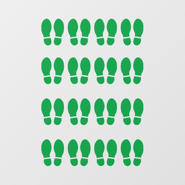 16 Sets of Green Footprints Floor Decals (Front)