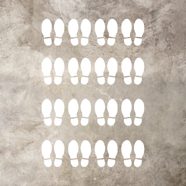 16 Sets of White Footprints  Floor Decals (Insitu)