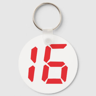 16 sixteen red alarm clock digital number keychain