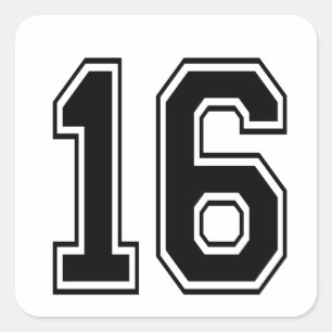 16 sixteen varsity num square sticker