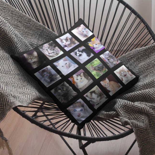 16 Square Photo Collage Throw Pillow (Photo Collage Throw Pillow)