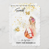 *~* 16 SWEET SIXTEEN  Floral Mermaid Birthday Invitation (Front/Back)
