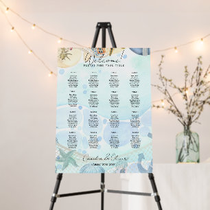 16 Table Beach Coastal Wedding Seating Chart Foam Board