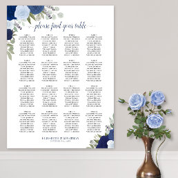 16 Table Blue Boho Floral Wedding Seating Chart
