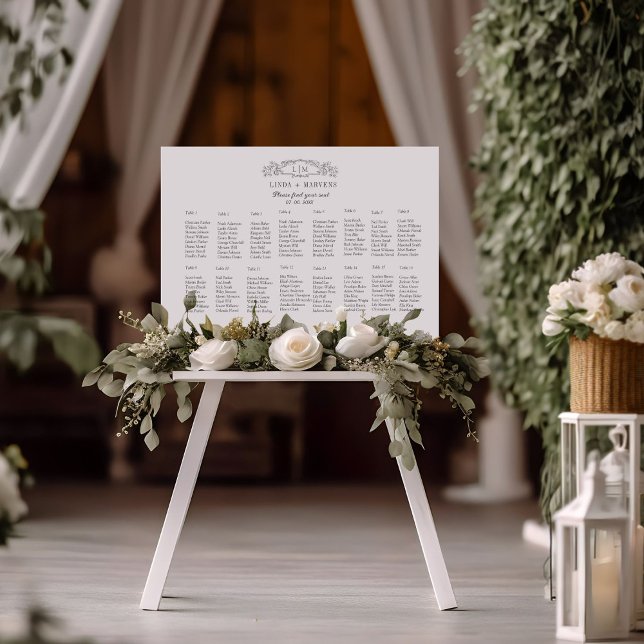16 Table Elegant  Crest wedding seating chart Foam Board (Creator Uploaded)