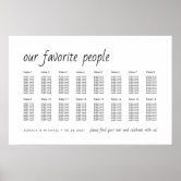 HARLOW Our Favorite People Seating Chart 24x36 Foam Board