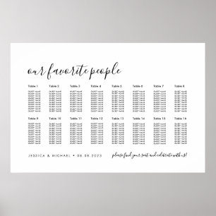 16 Table Elegant Wedding Guest Seating Chart