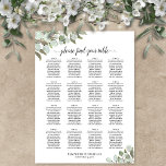 16 Table Eucalyptus Sprigs Wedding Seating Chart at Zazzle