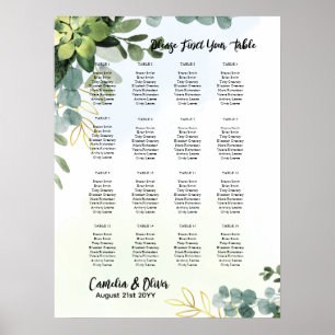 16 Table Greenery Eucalyptus PHOTO Seating Chart