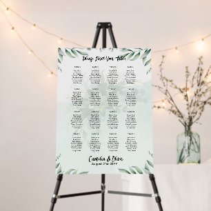 16 Table Greenery Eucalyptus PHOTO Seating Chart Foam Board