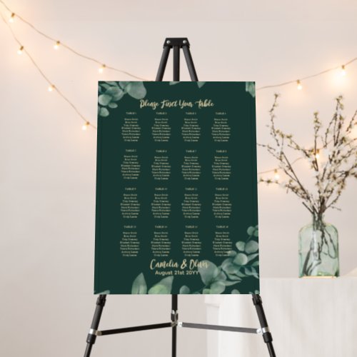 16 Table Greenery Eucalyptus PHOTO Seating Chart Foam Board