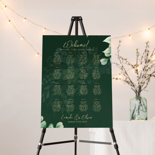 16 Table Greenery Eucalyptus Rustic SEATING CHART  Foam Board (In Situ (Stand))