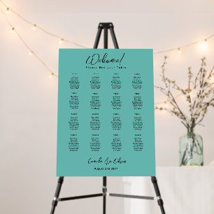 16 Table Light Turquoise TEAL SEATING CHART Foam Board