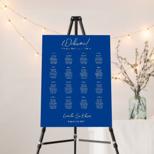 16 Table Royal Blue Gold SEATING CHART Foam Board