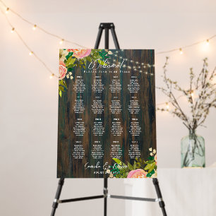 16 Table Rustic Pink Floral SEATING CHART Foam Board