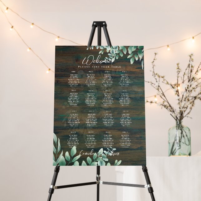 16 Table Rustic Wood Greenery Eucalyptus SEATING F Foam Board (In Situ (Stand))