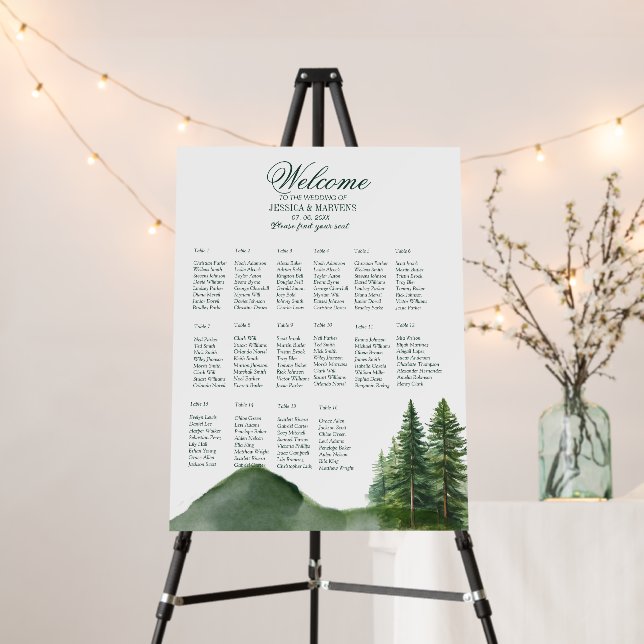 16 Table Rustic Woodland wedding seating chart Foam Board (In Situ (Stand))