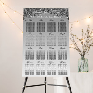 16 Table Seating Chart Template Black Glitter Foam Board