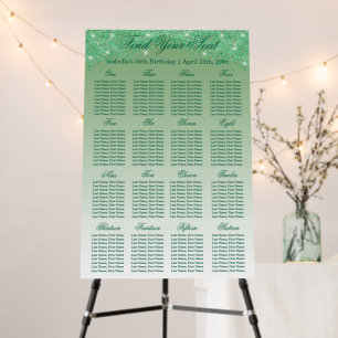 16 Table Seating Chart Template Green Glitter Foam Board
