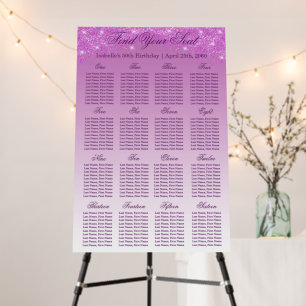 16 Table Seating Chart Template Pink Glitter Foam Board