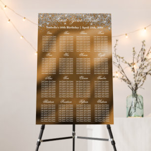 16 Table Seating Chart Template Silver Glitter Foam Board