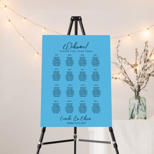 16 Table Seating Charts Monochrome Modern Elegant Foam Board