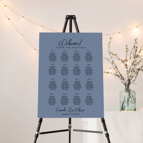 16 Table Seating Charts Monochrome Modern Elegant Foam Board