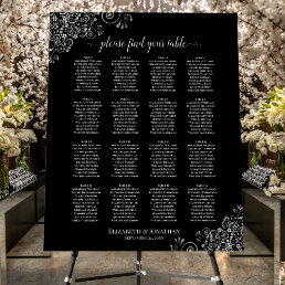 16 Table Silver Lace on Black Seating Chart Foam Board