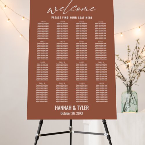 16 Table Simple Reception Terracotta Seating Chart Foam Board