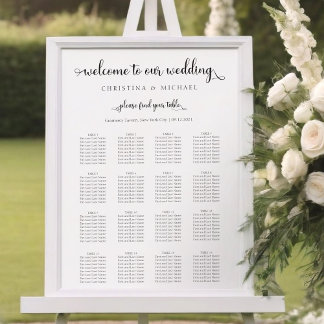 16 Tables 120-130 Guests Vertical Seating Chart