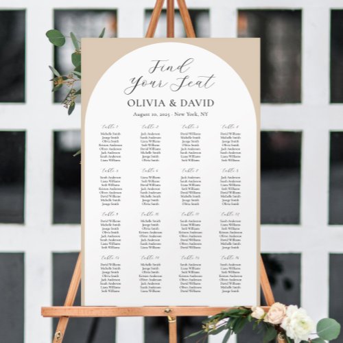 16 Tables Beige Arch Find Your Seat Seating Chart Foam Board