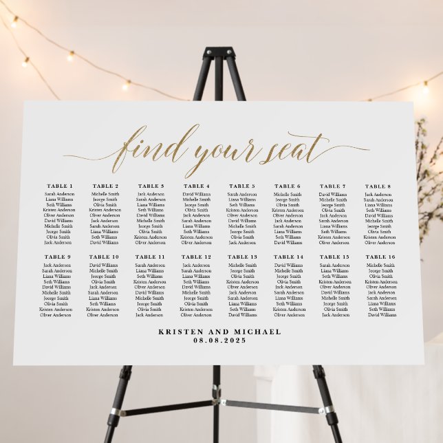 16 Tables Classy Find Your Seat Seating Chart Foam Board (In Situ (Stand))