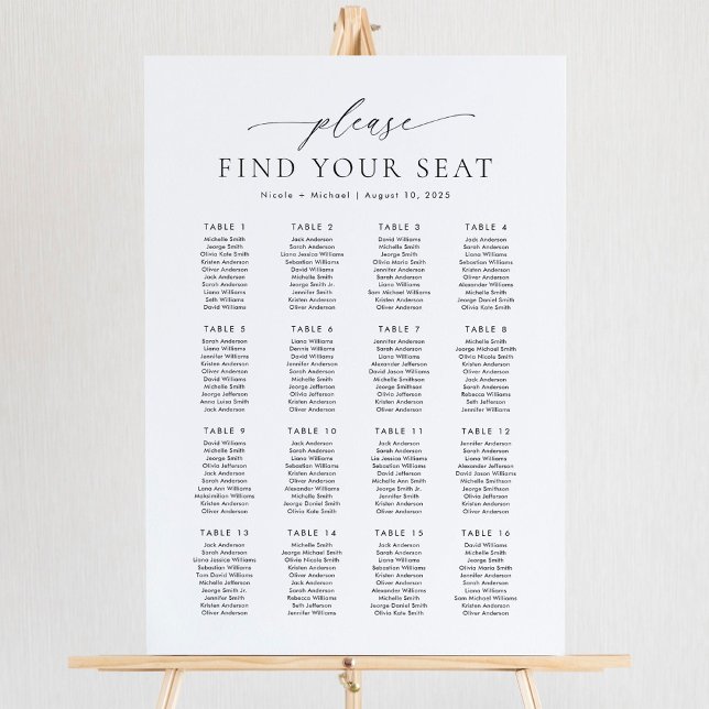 16 Tables Please Find Your Seat Seating Chart Foam Board (Creator Uploaded)