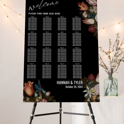16 Tables Seating Chart with Dutch Master Florals  Foam Board