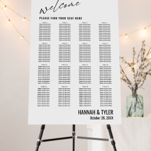 16 Tables Wedding Reception BW Seating Chart Foam Board