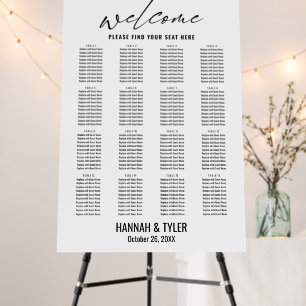 16 Tables Wedding Reception BW Seating Chart Foam Board