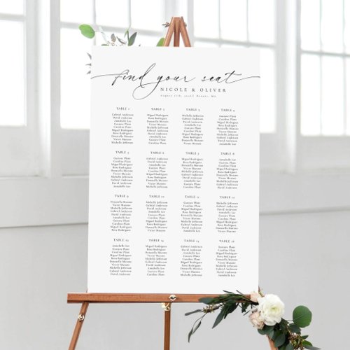 16 Tables Welcome Seating Chart Modern Script Foam Board