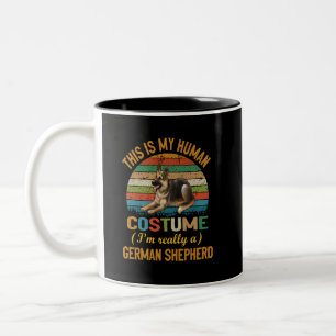16 This Is My Human Costume I'm Really A German Sh Two-Tone Coffee Mug