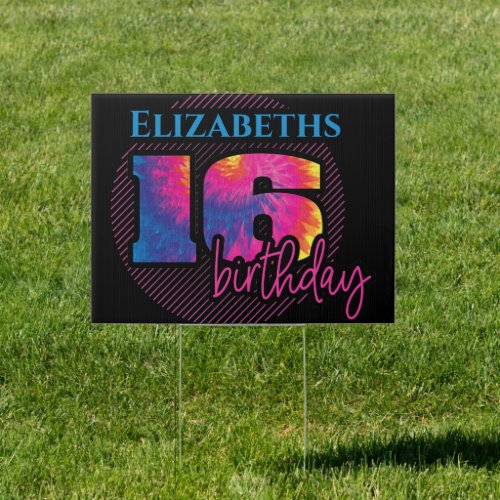 16 Tye Dye Typography Birthday Sign