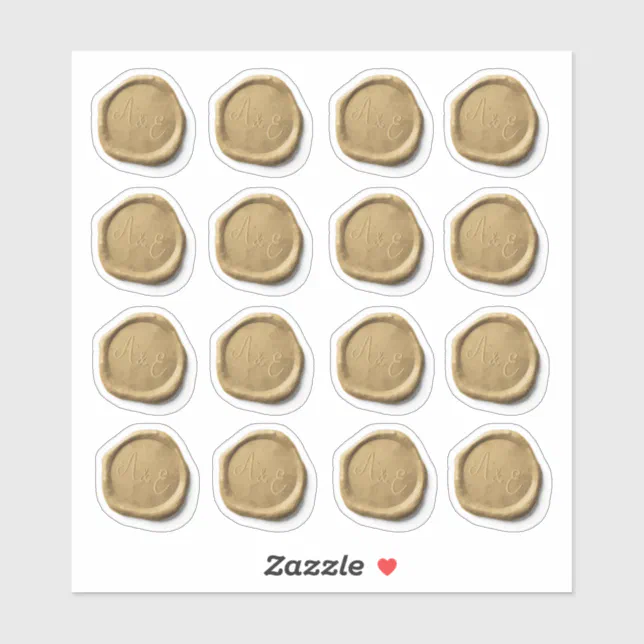 16 Wedding Envelope Faux Gold Wax Seal Sticker Zazzle