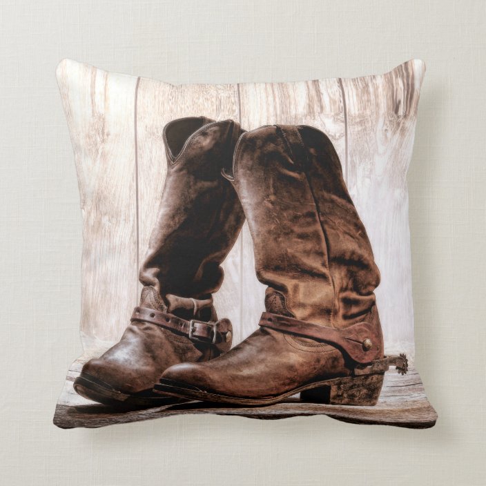 16"x16" Throw Pillow boots country rustic western