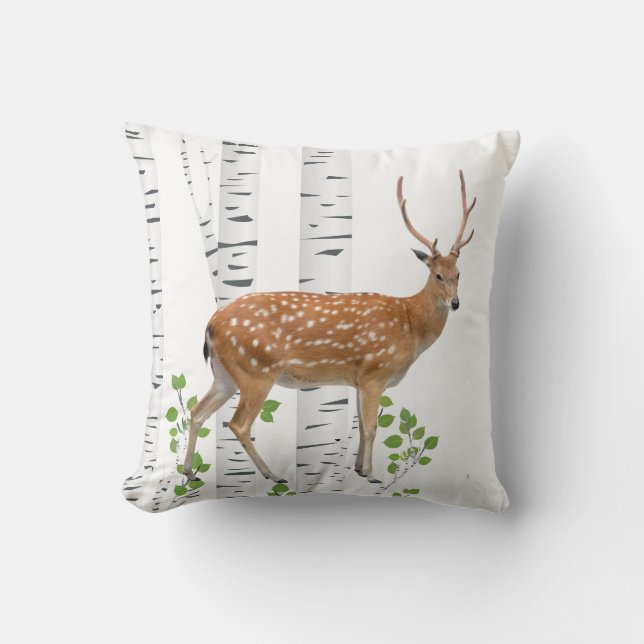 16"x16" Throw Pillow Deer Doe Woodland Buck Label (Front)