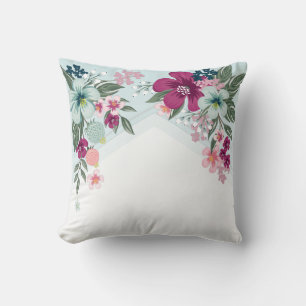 16"x16" Throw Pillow Tropical Flower on Blue Ombre