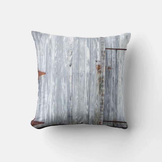 16"x16" Throw Pillow White Wash Wood Barn Door Cou (Front)