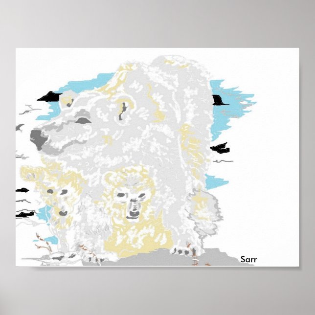 16" x 12", Value Poster Paper (Matte) Polar Bear (Front)