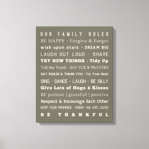 16" x 20" Family Rules Canvas