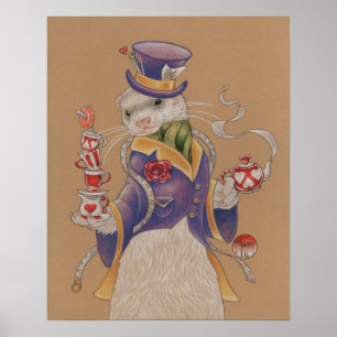 16" x 20", Mad Hatter Ferret Poster (Matte)