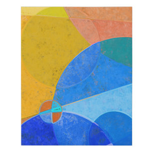 16" x 20" Orange & Blue Circles Abstract Art Print