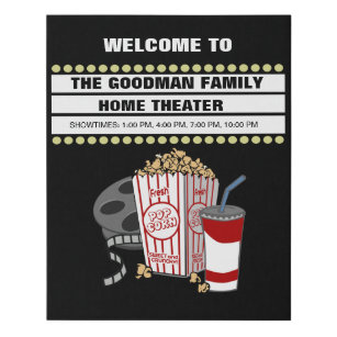 16" x 20" Personalized Family Home Movie Theater Faux Canvas Print