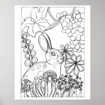 16"x 20" Spotted rabbit with grapes coloring